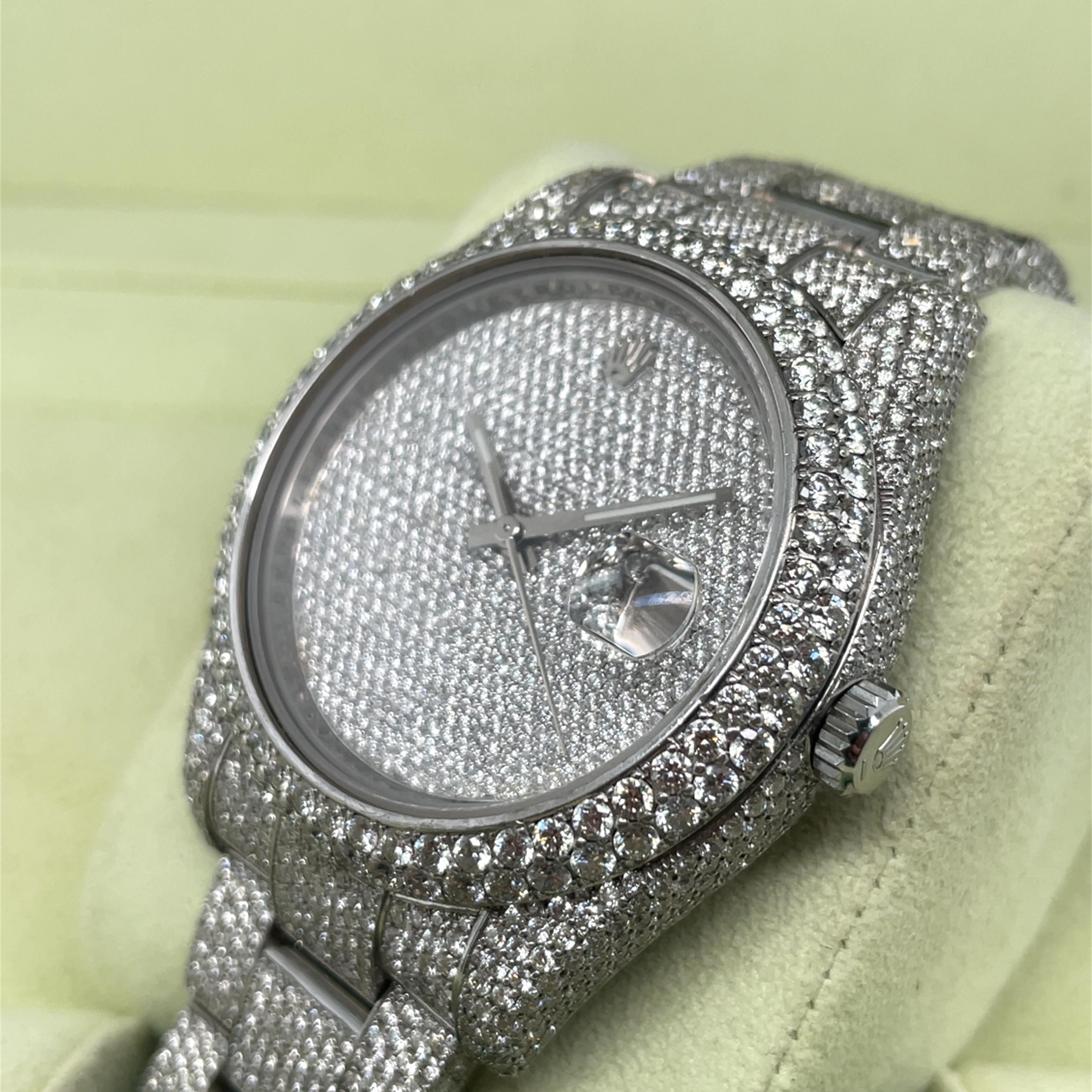 Brilliant Cut Rolex, Datejust II 41 mm Diamond Iced Out Watch For Sale