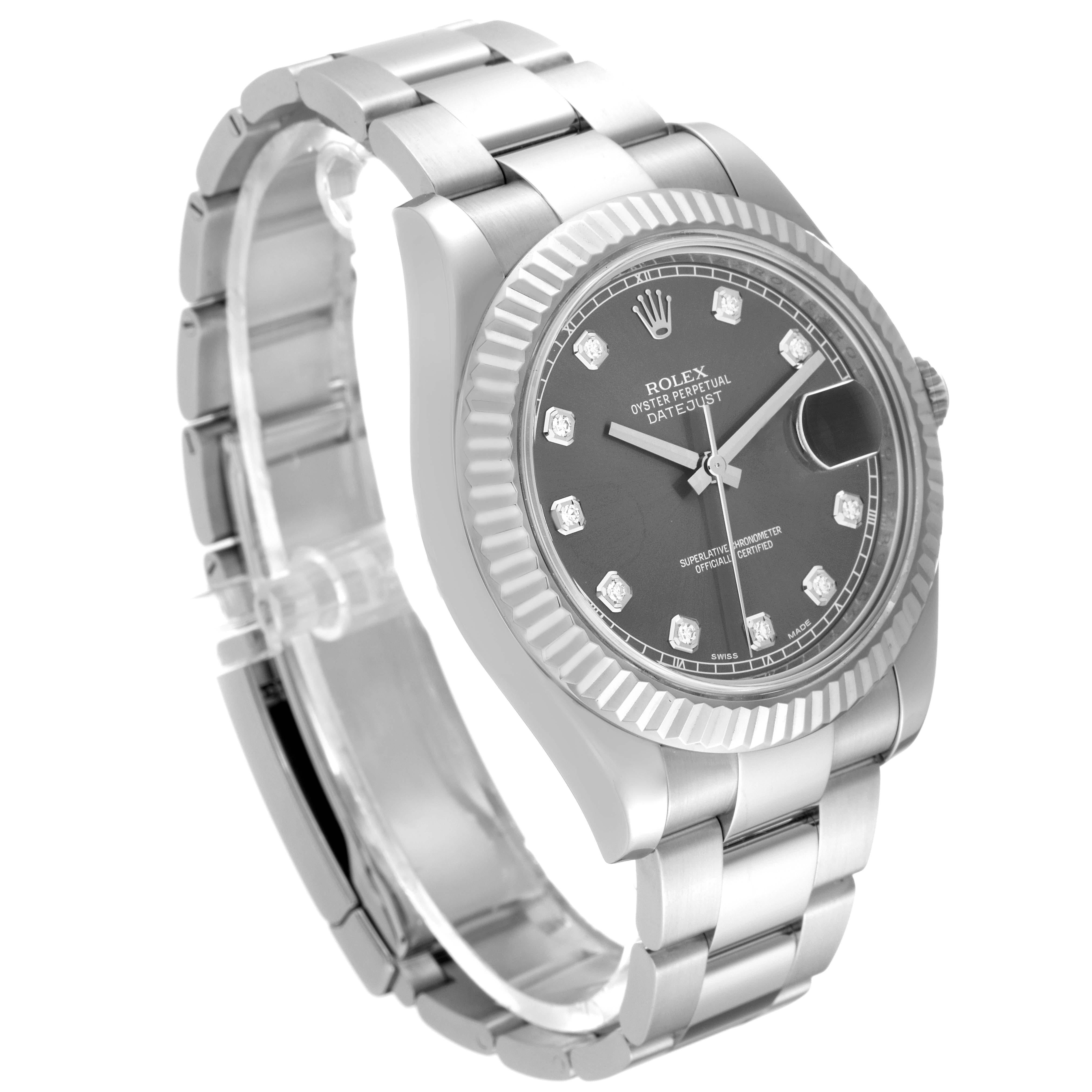 Rolex Datejust II 41 Rhodium Diamond Dial Steel White Gold Mens Watch 116334 4