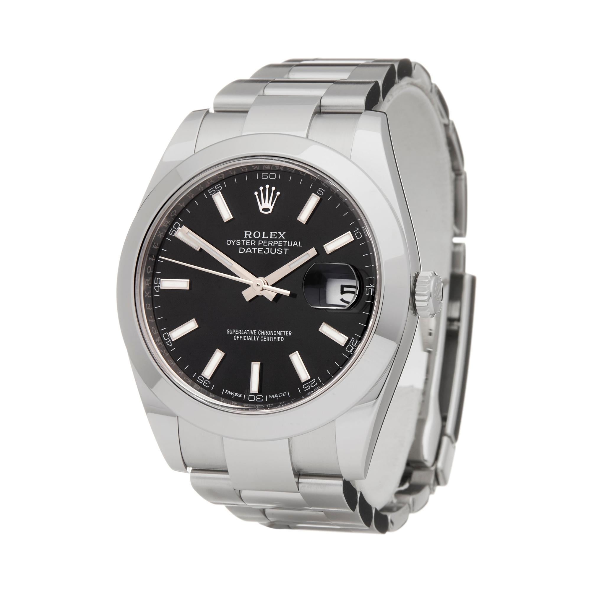 Ref: COM2244
Manufacturer: Rolex
Model: Datejust II
Model Ref: 126300
Age: 24th February 2018
Gender: Mens
Complete With: Box, Manuals, Guarantee, Card Holder, Bezel Guard & Swing Tags
Dial: Black Baton
Glass: Sapphire Crystal
Movement:
