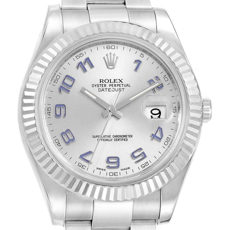 Rolex Datejust II 41 Steel White Gold Fluted Bezel Watch 116334 Box For