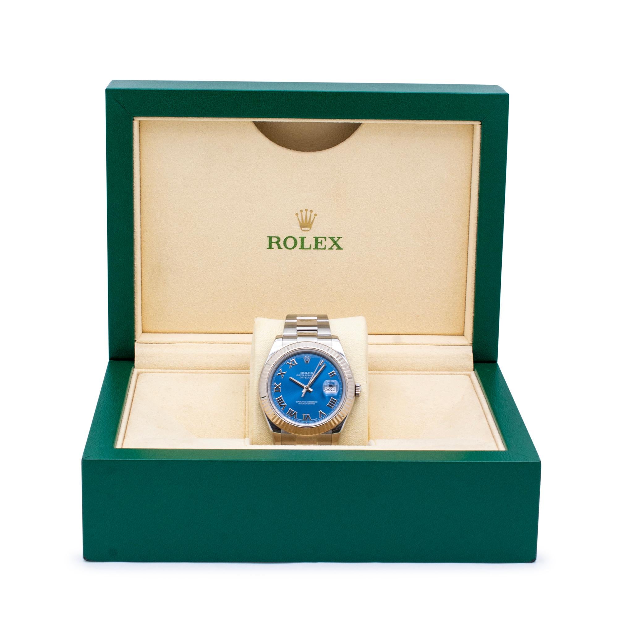 Rolex Datejust II 41MM 116300 Blue Roman Dial Oyster Stainless Steel Men’s Watch 3