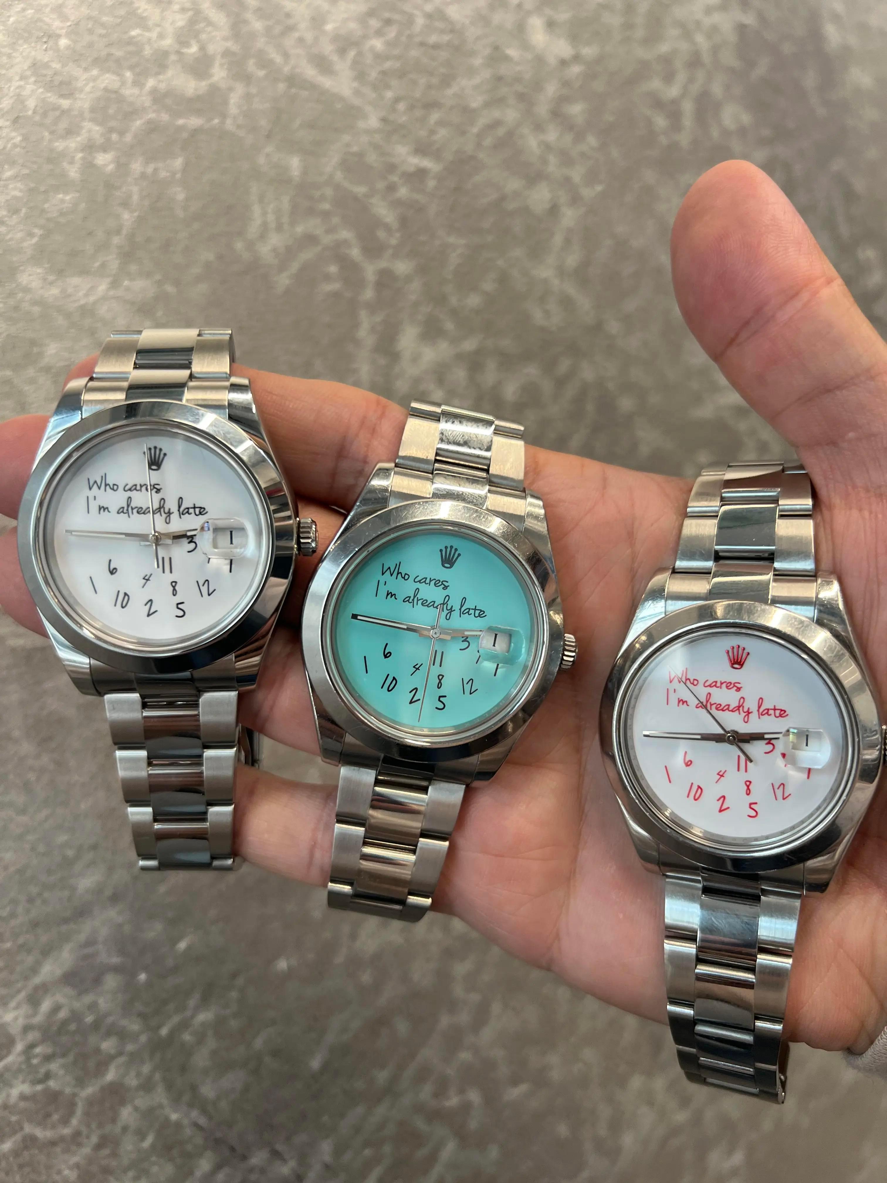 Rolex Datejust II 41mm 116300 Custom A quién le importa ya llego tarde Esfera blanca roja en venta 7