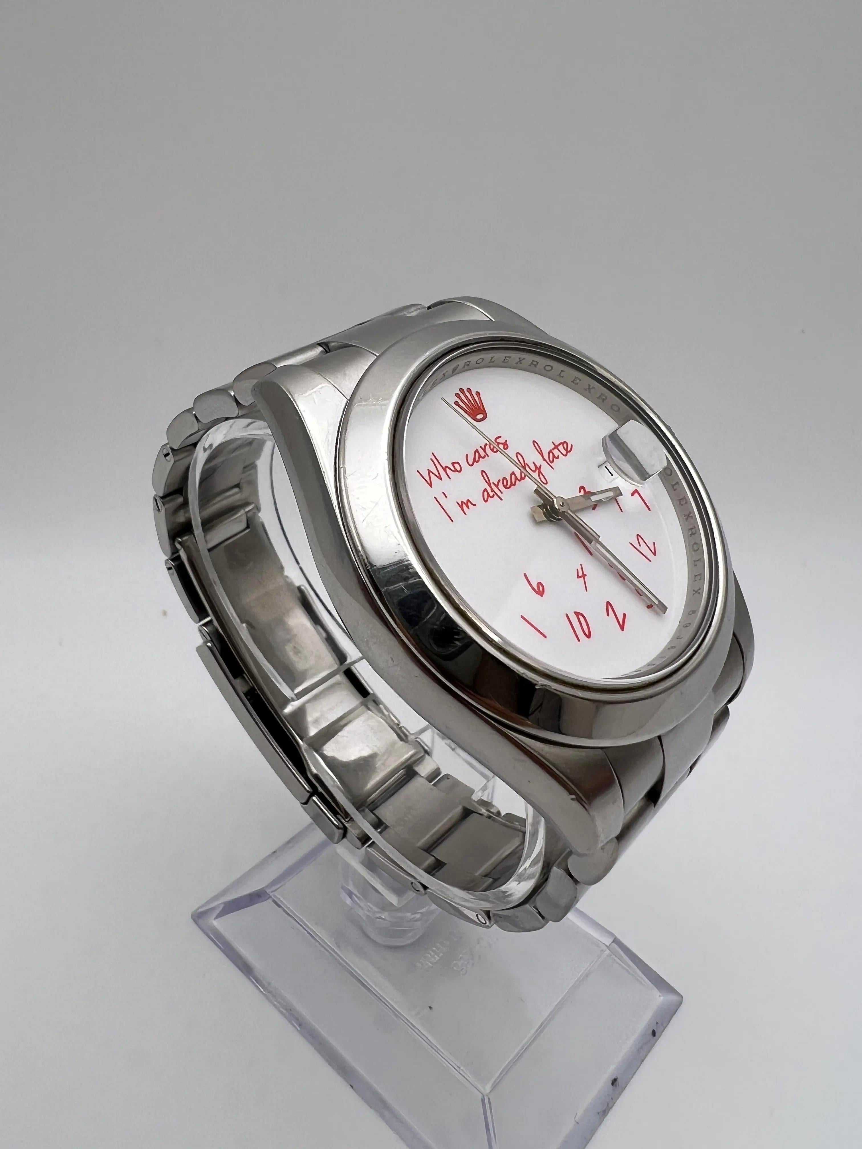 Rolex Datejust II 41mm 116300 Custom A quién le importa ya llego tarde Esfera blanca roja en venta 1
