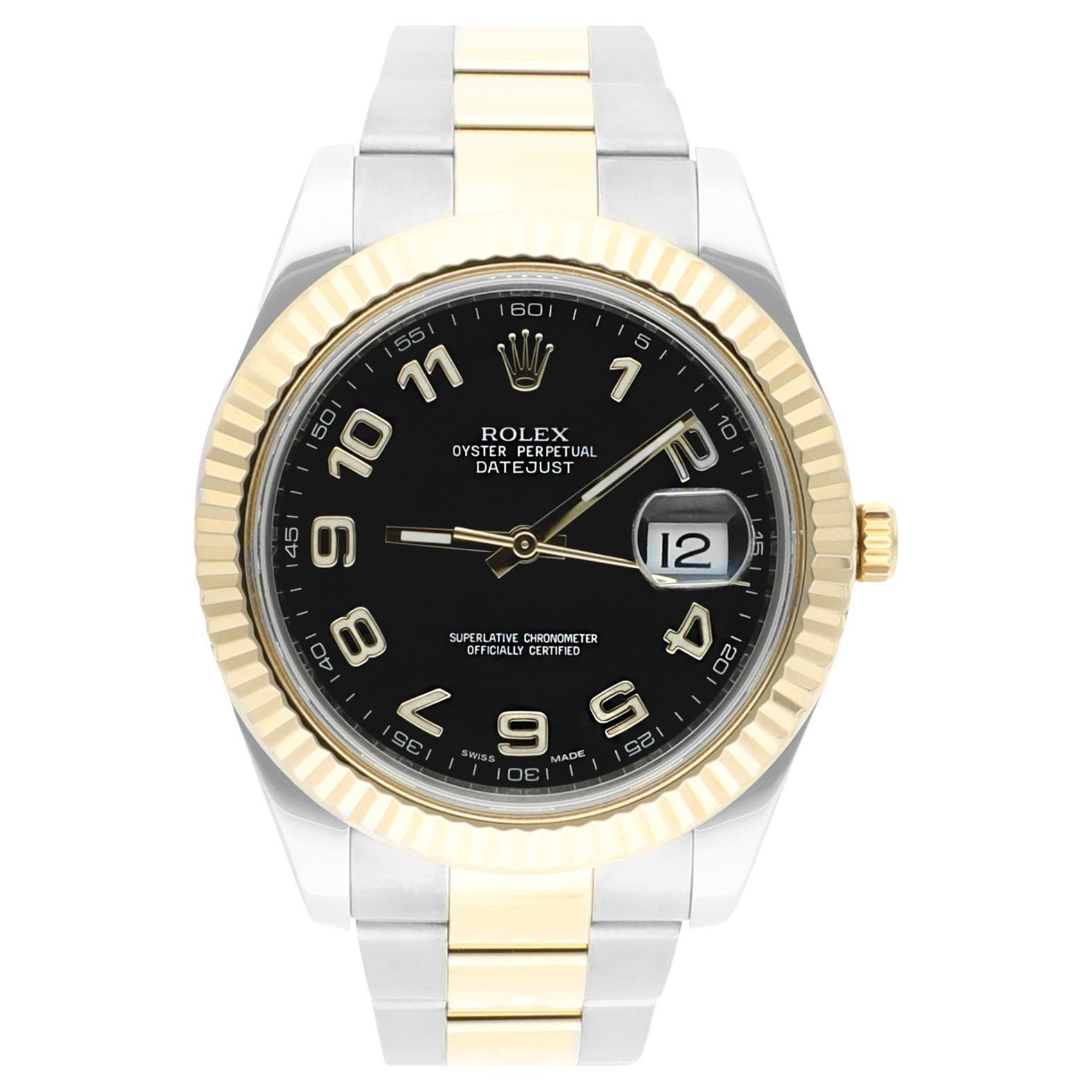 Rolex Datejust II 41mm 116333 Black Arabic Dial Two Tone Oyster With Rolex Datejust II 41mm 116333 Black Arabic Dial Two Tone Oyster With