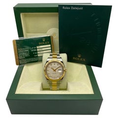 Rolex Datejust II 41MM 116333 Yellow Gold Steel Cream Diamond Dial Watch B&P