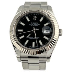 Rolex Datejust II 41mm 116334 Quadrante nero Acciaio inossidabile Lunetta in oro bianco 18 carati