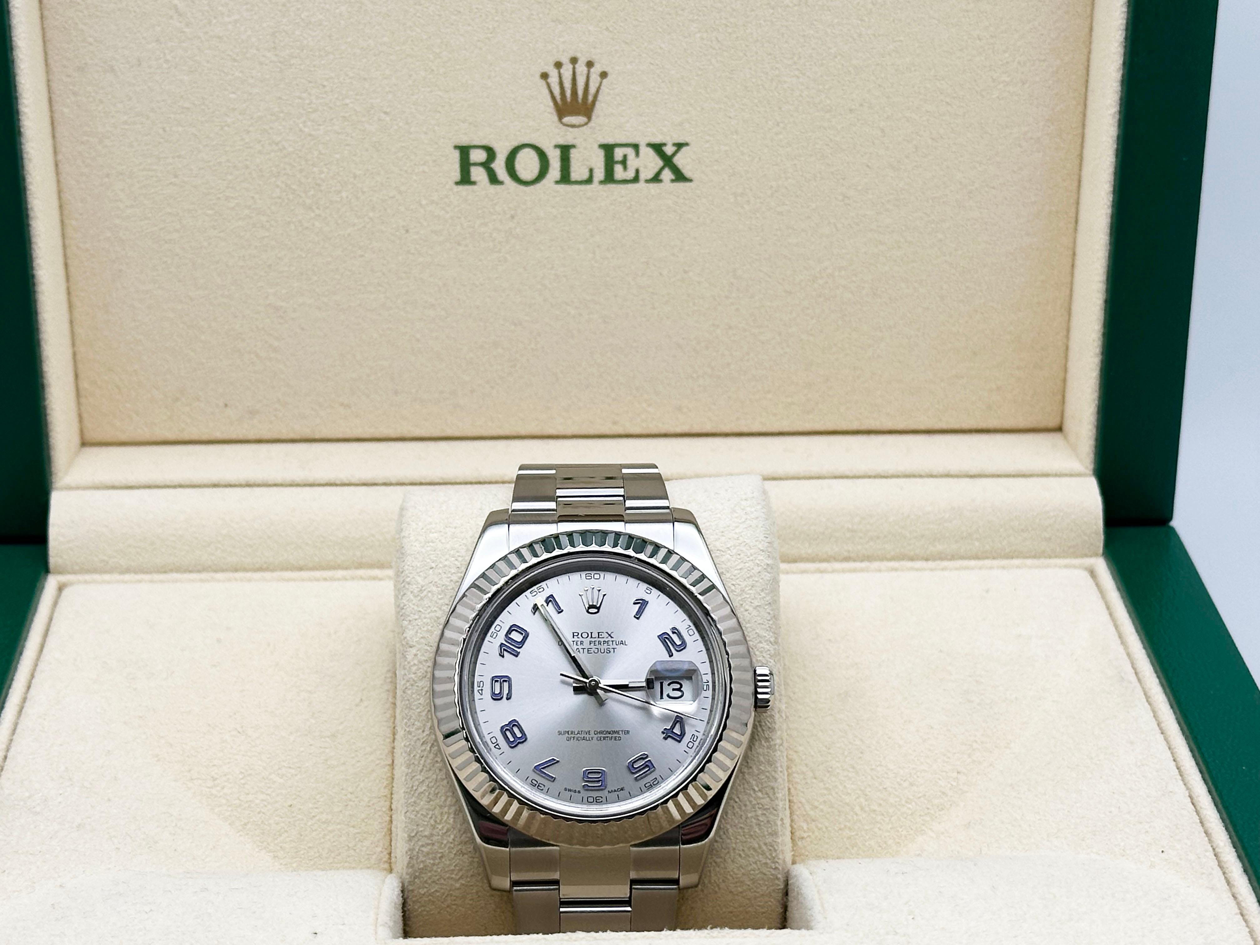 Rolex Datejust II 41mm 116334 Plata Azul Esfera árabe Acero inoxidable Oro de 18 quilates en venta 3