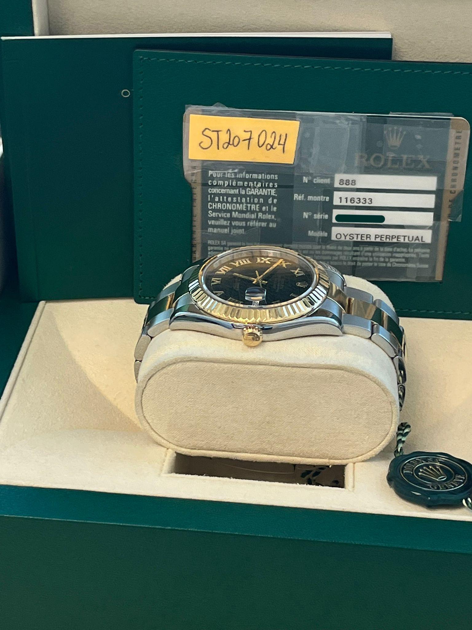 Reloj Rolex Datejust II 41mm Acero Dorado 18K Dos Tonos Esfera Negra Romana Hombre 116333 en venta 10
