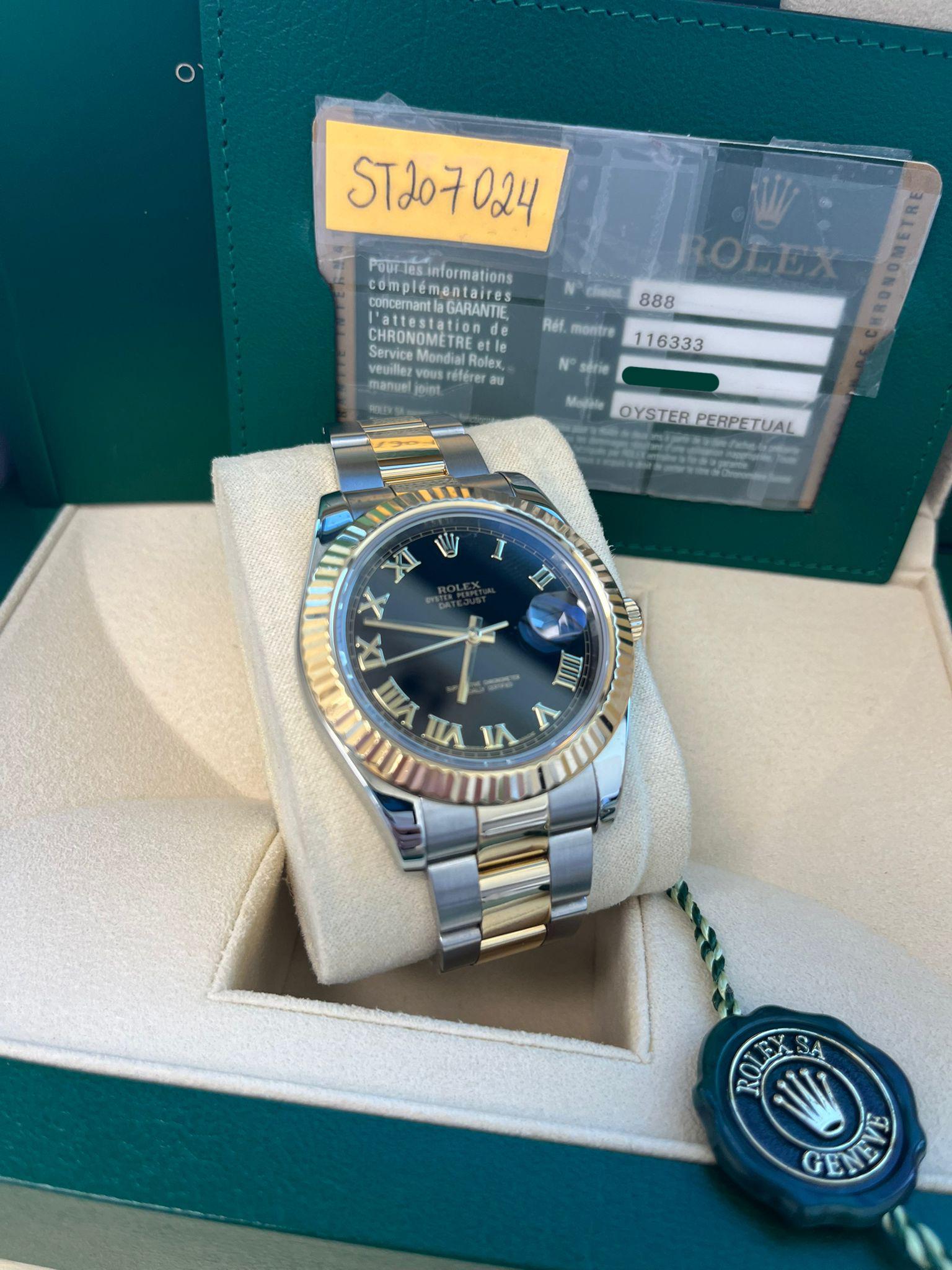 Reloj Rolex Datejust II 41mm Acero Dorado 18K Dos Tonos Esfera Negra Romana Hombre 116333 en venta 3