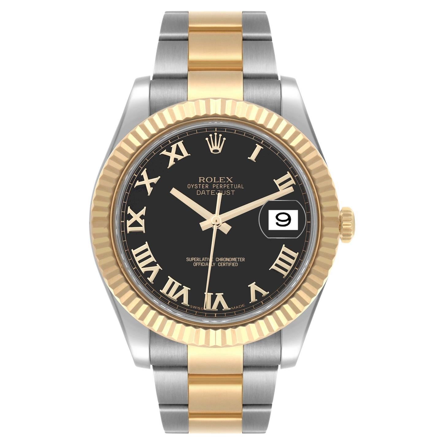 Reloj Rolex Datejust II 41mm Acero Dorado 18K Dos Tonos Esfera Negra Romana Hombre 116333 en venta