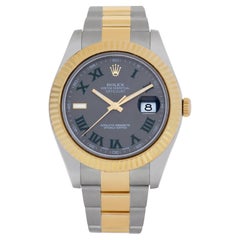 Montre-bracelet Rolex Datejust II en acier inoxydable et or 18 carats avec cadran tennis