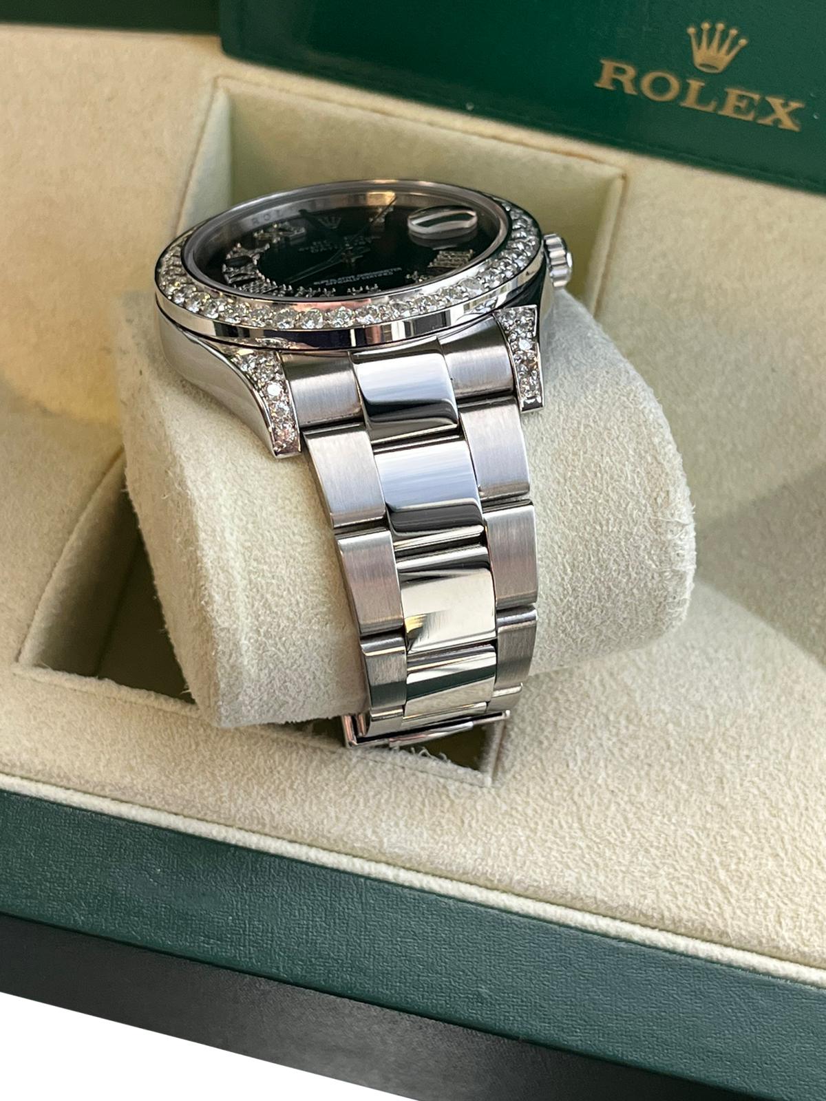 Rolex Datejust II 41mm 4.8ct Diamond Roman Dial Bezel Oyster Steel Watch 116300 For Sale 6