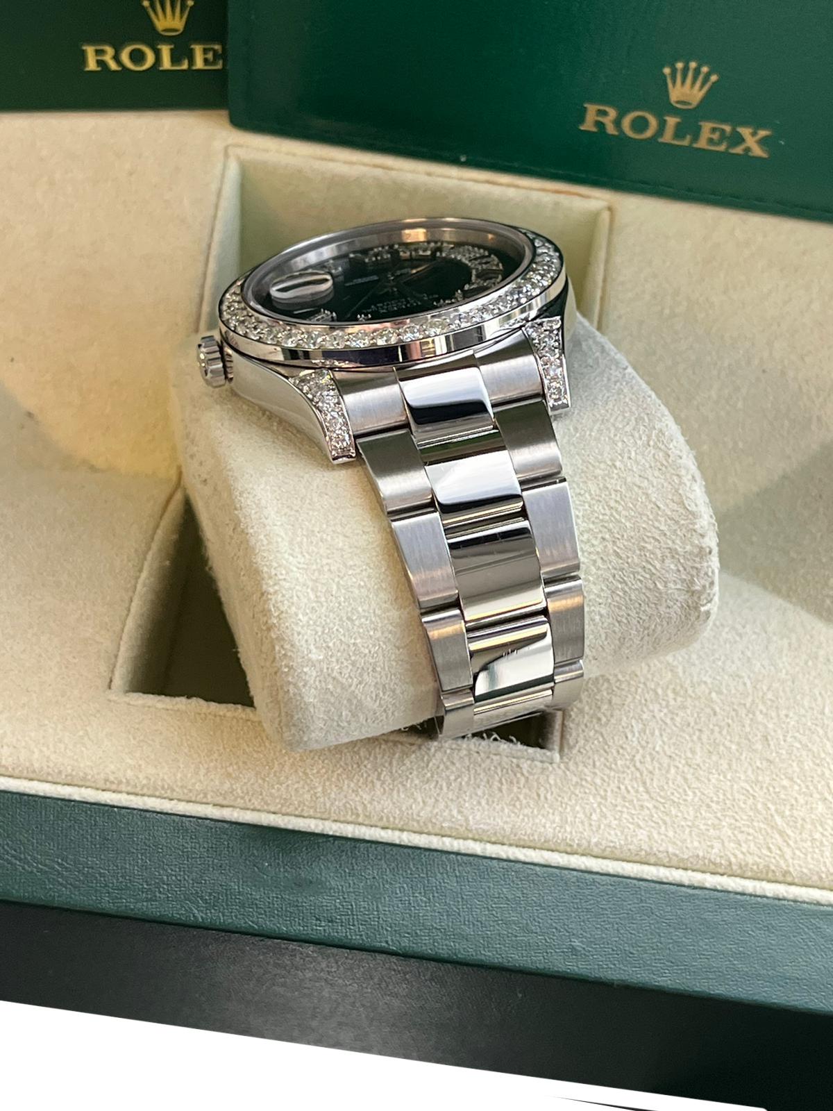 Rolex Datejust II 41mm 4.8ct Diamond Roman Dial Bezel Oyster Steel Watch 116300 en vente 7