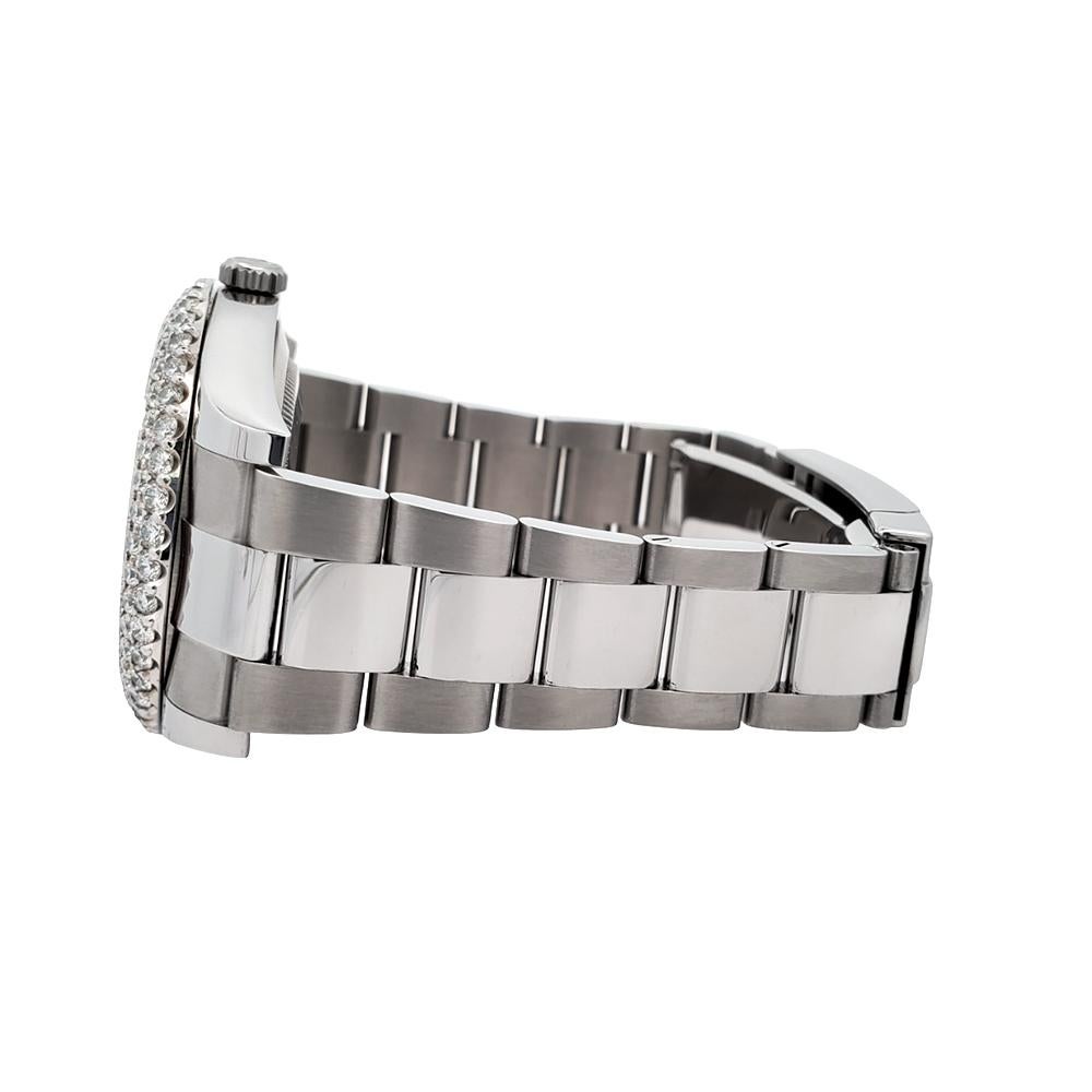 Rolex Datejust II 41mm 6.25ct Diamond Bezel/Rhodium Gray Watch 116300 Box Papers In Excellent Condition For Sale In New York, NY