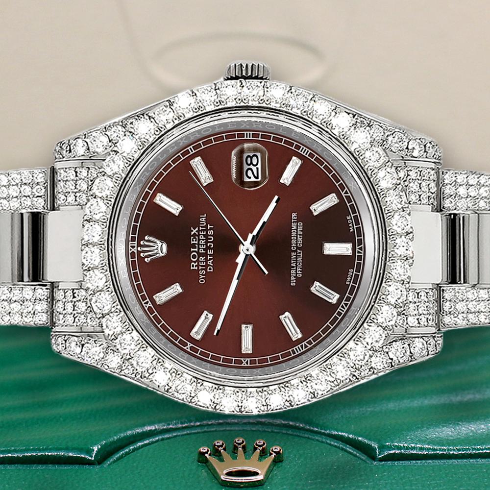 Rolex Datejust II 8.3ct Diamonds with Chocolate Baguette Dial Box