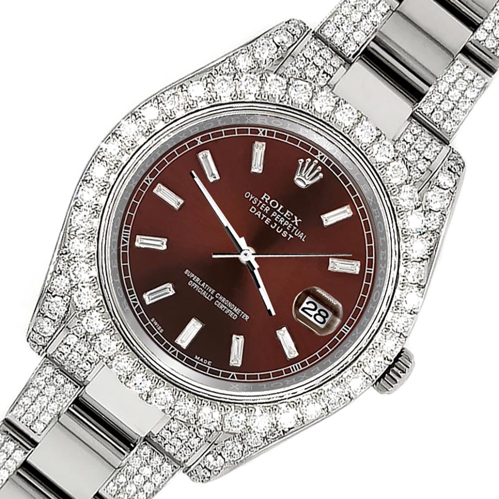 Rolex Datejust II 8.3ct Diamonds with Chocolate Baguette Dial Box