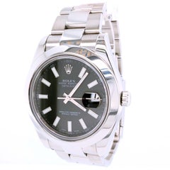 Rolex Datejust II Black Dial Oyster Bracelet Stainless Steel Men's 116300