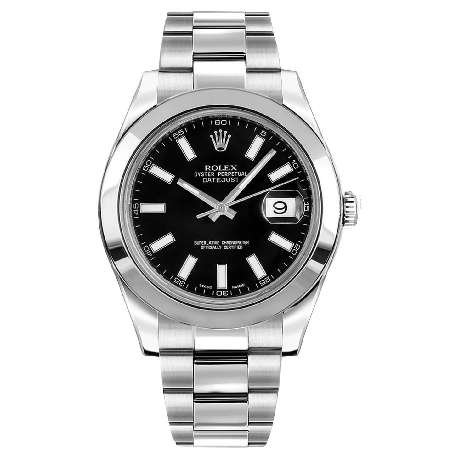 Rolex Datejust II Black Dial Oyster Bracelet Stainless Steel Men's 116300