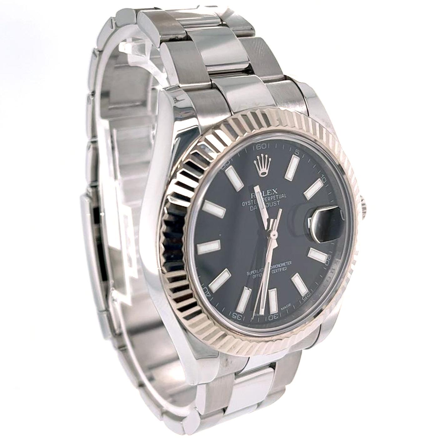 Rolex Datejust II Black Index Dial Stainless Steel Men's Watch 116334 For Sale 4