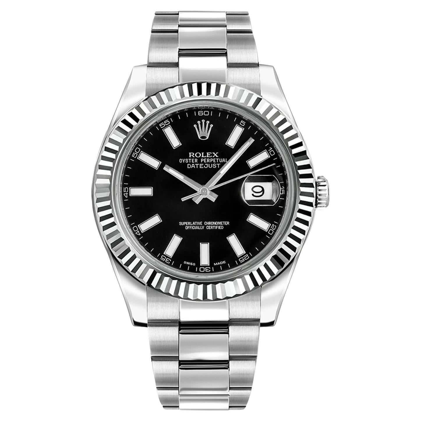 Rolex Datejust II Black Index Dial Stainless Steel Men's Watch 116334