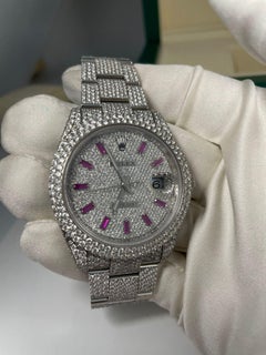 Rolex Datejust II Fully Iced Out Pink Sapphire Pave Diamond Dial