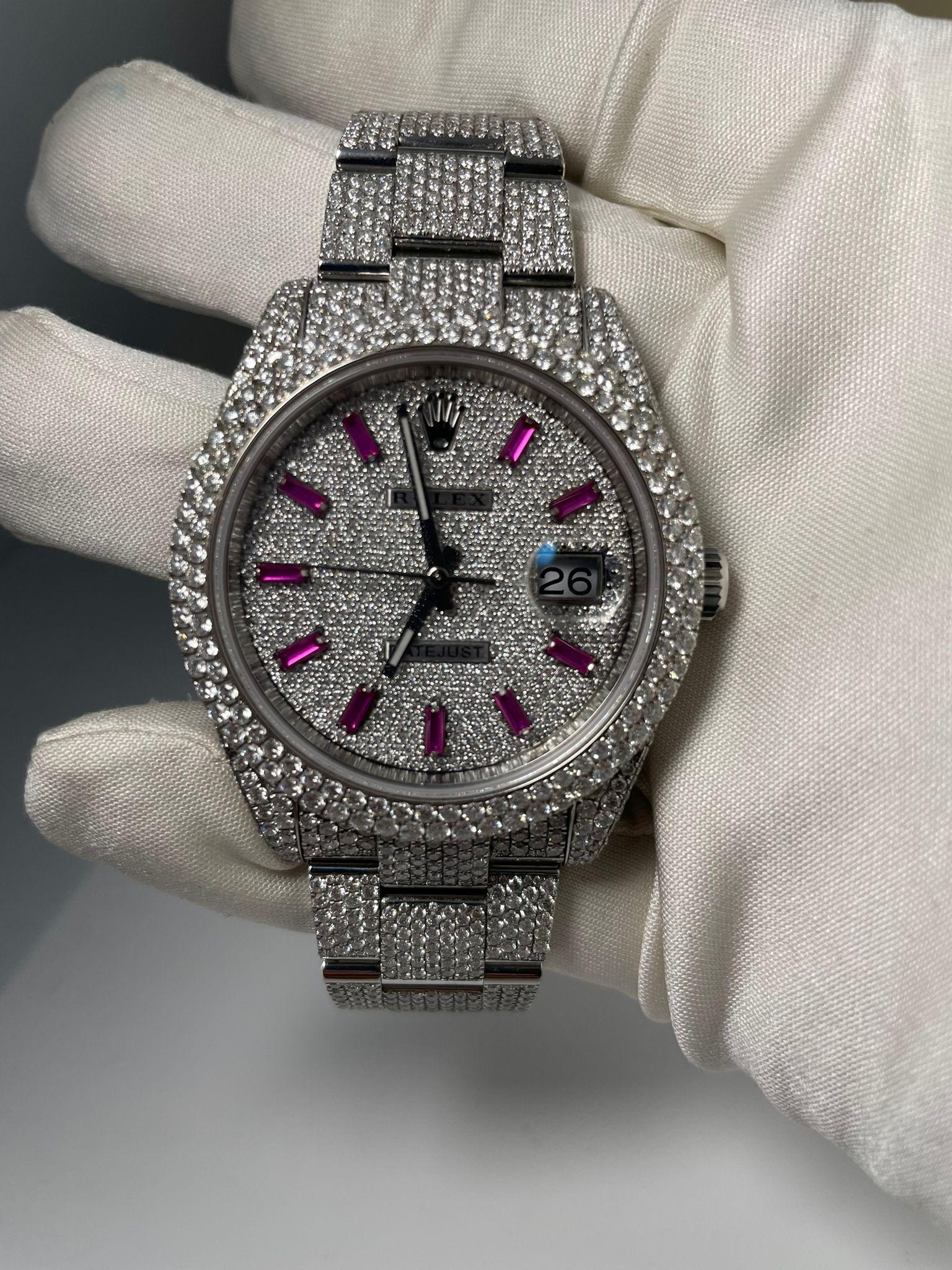 pink iced out rolex