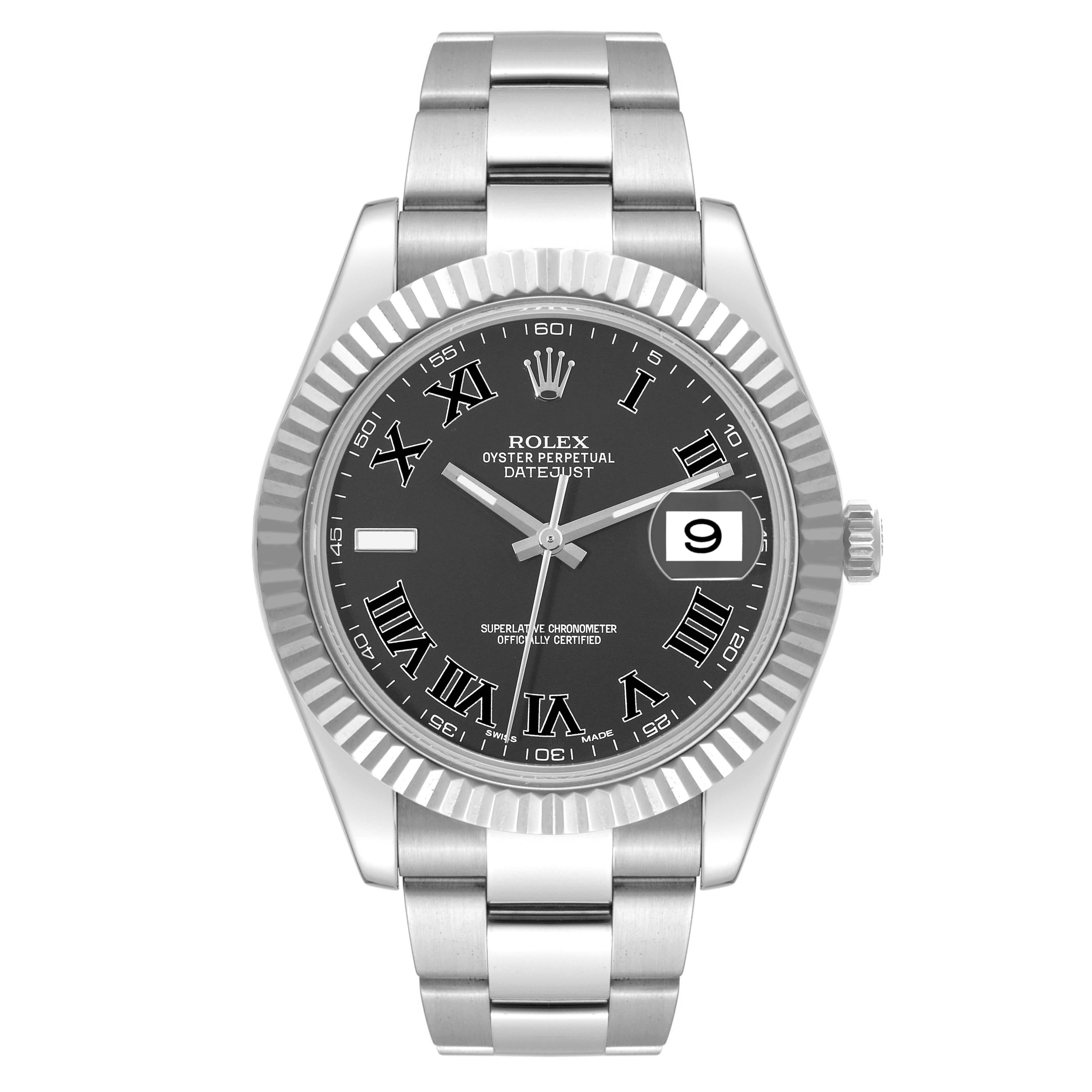 Men's Rolex Datejust II 41mm Grey Dial Steel White Gold Mens Watch 116334