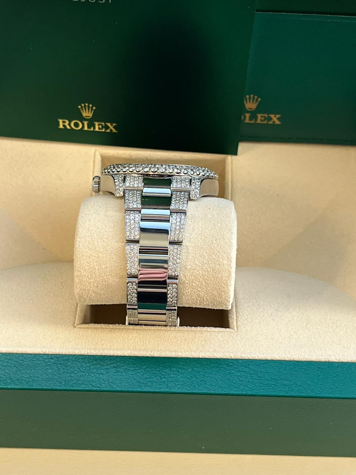 Rolex Montre Datejust II 41 mm rouge avec cadran arabe et lunette en diamants 2,5 carats 116334 en vente 4