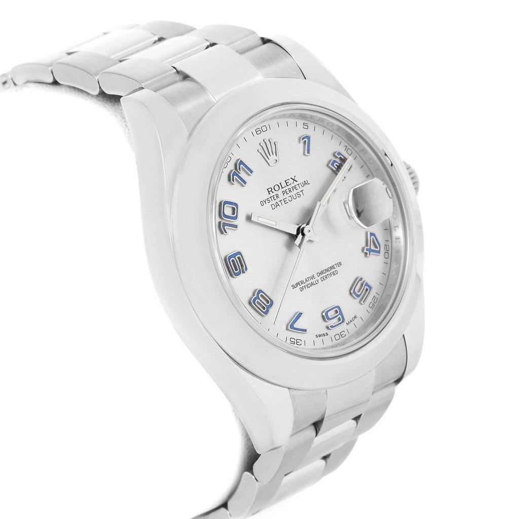 Rolex Datejust II Silver Arabic Dial Men's Watch 116300 Unworn In Excellent Condition In Atlanta, GA