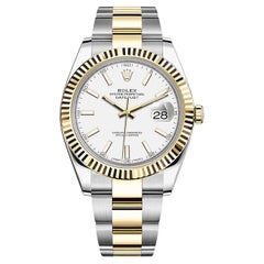 Rolex Datejust II 41mm Stainless Steel 18K Gold White Dial Oyster Watch 126333