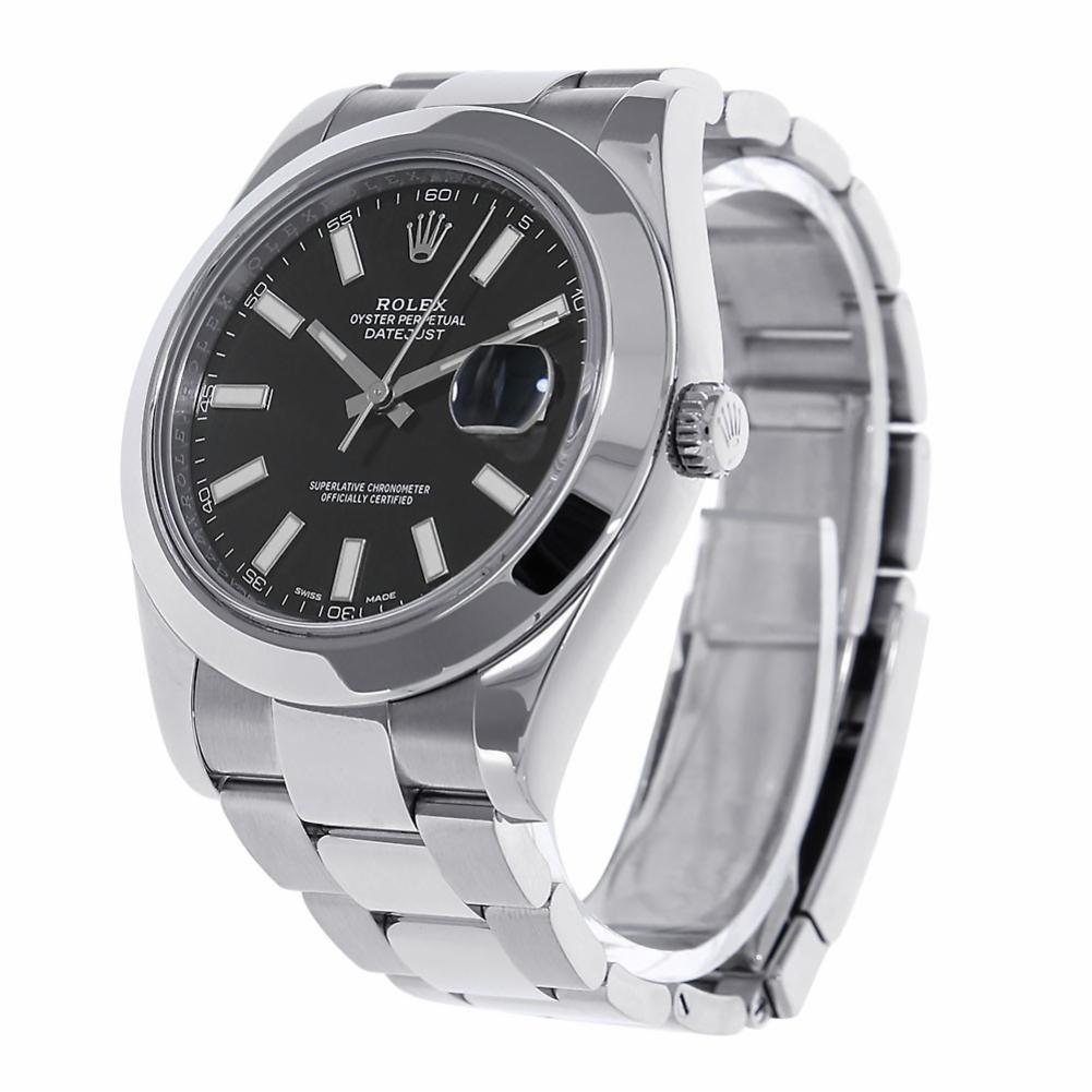 Contemporary Rolex Datejust II Stainless Steel Black Index Dial Watch 116300