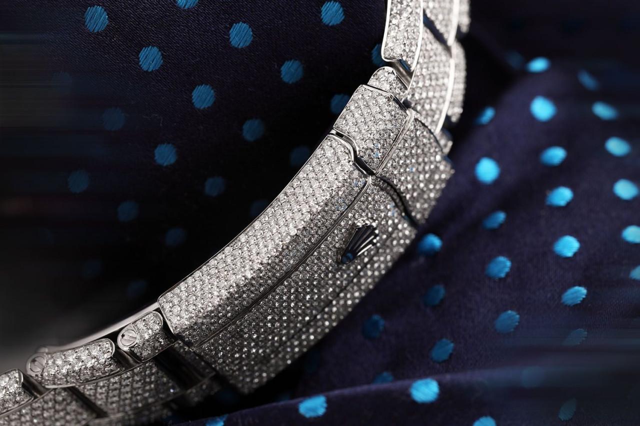 Rolex Montre Datejust II avec cadran en acier inoxydable et diamants romains bleus, 41 mm en vente 5