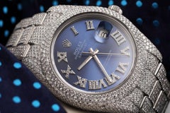 Rolex Datejust II 41mm Stainless Steel Blue Roman Diamond Dial Watch