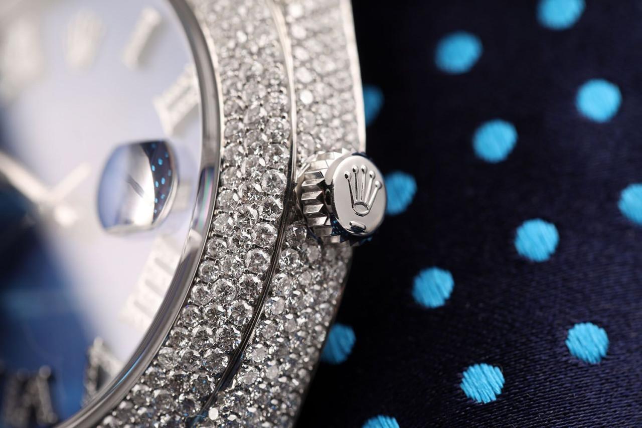 Rolex Montre Datejust II avec cadran en acier inoxydable et diamants romains bleus, 41 mm Pour hommes en vente