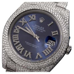 Rolex Datejust II 41mm Stainless Steel Blue Roman Diamond Dial Watch