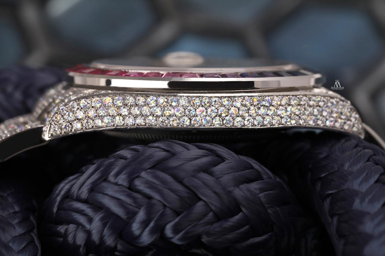 Rolex Datejust II Edelstahl-Uhr Fully Iced Out mit Regenbogen-Lünette aus Edelstahl Herren
