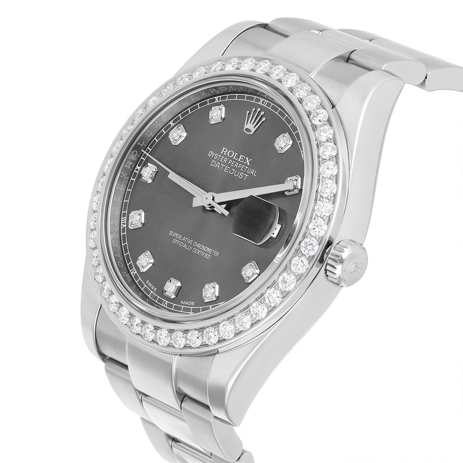 Rolex Datejust II 41mm Steel/18k WG Rhodium Diamond Dial Watch Oyster 116334 For Sale 1