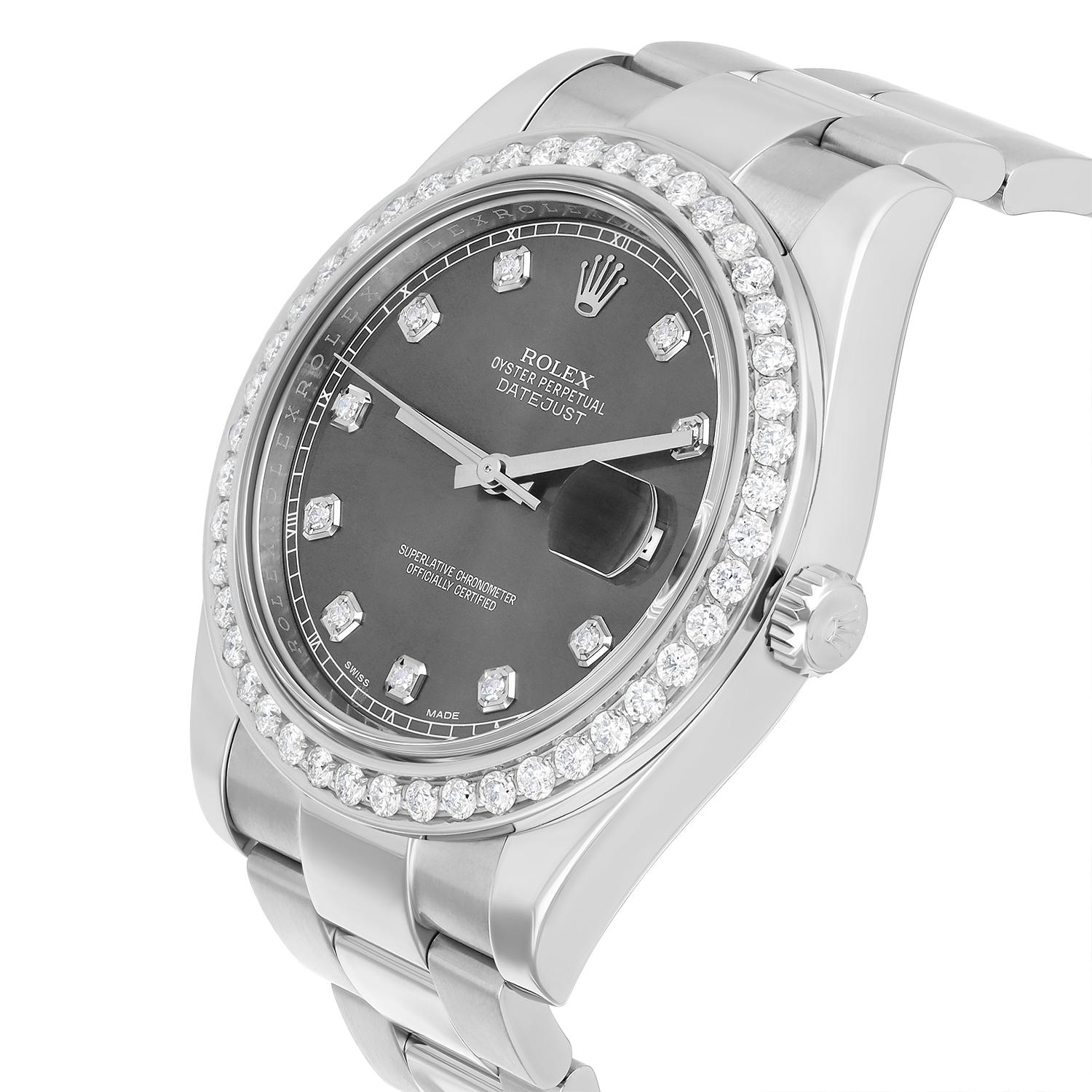Rolex Datejust II 41 mm Stahl/18k WG Rhodium-Diamant-Zifferblattuhr Oyster 116334 1
