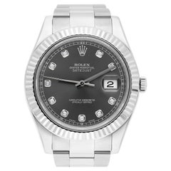 Rolex Datejust II 41mm Steel/18k WG Rhodium Diamond Dial Watch Oyster 116334