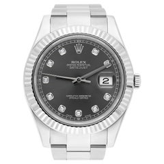 Rolex Datejust II 41 mm Stahl/18k WG Rhodium-Diamant-Zifferblattuhr Oyster 116334