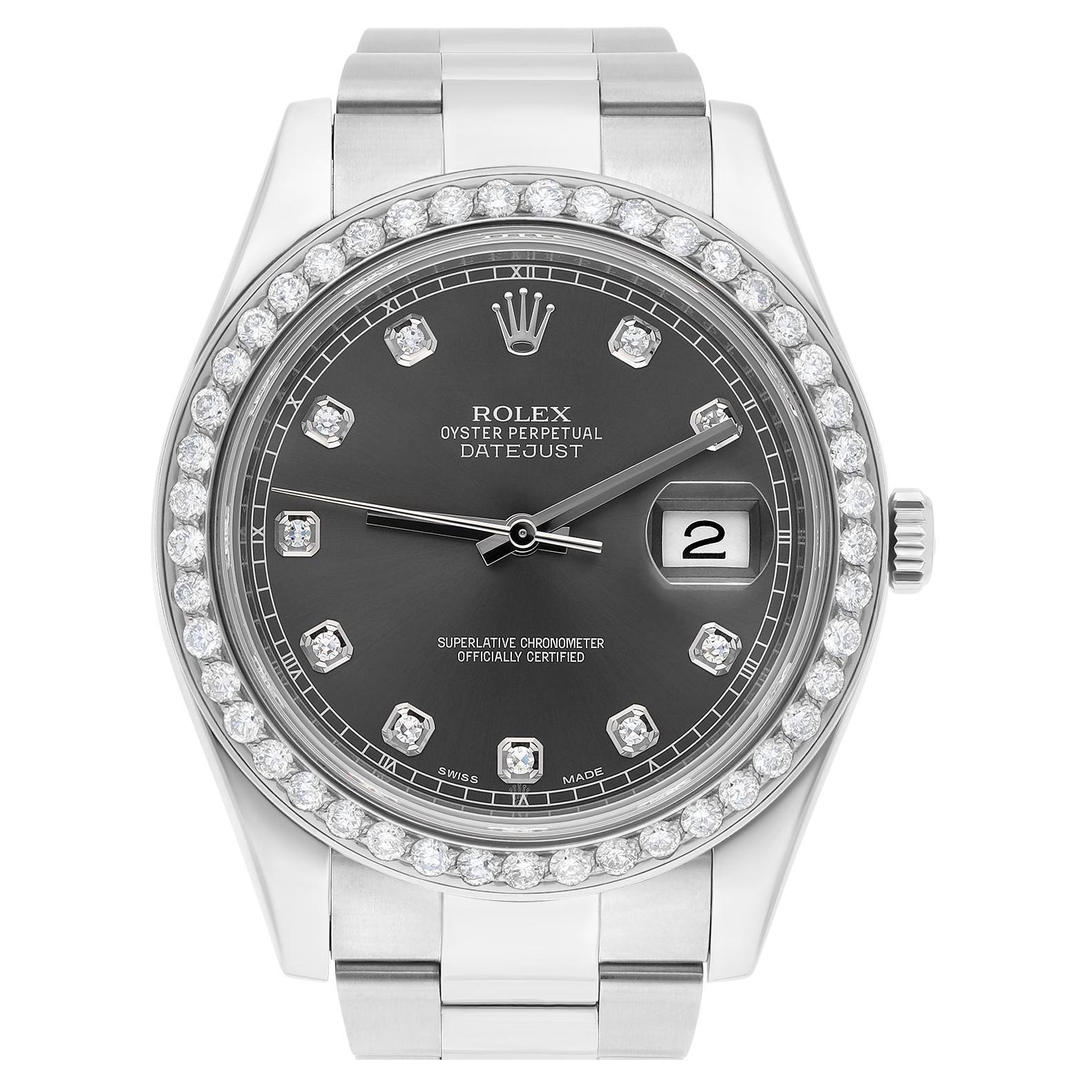 Rolex Datejust II 41mm Steel/18k WG Rhodium Diamond Dial Watch Oyster 116334