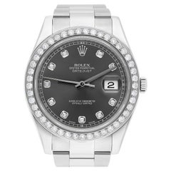 Used Rolex Datejust II 41mm Steel/18k WG Rhodium Diamond Dial Watch Oyster 116334