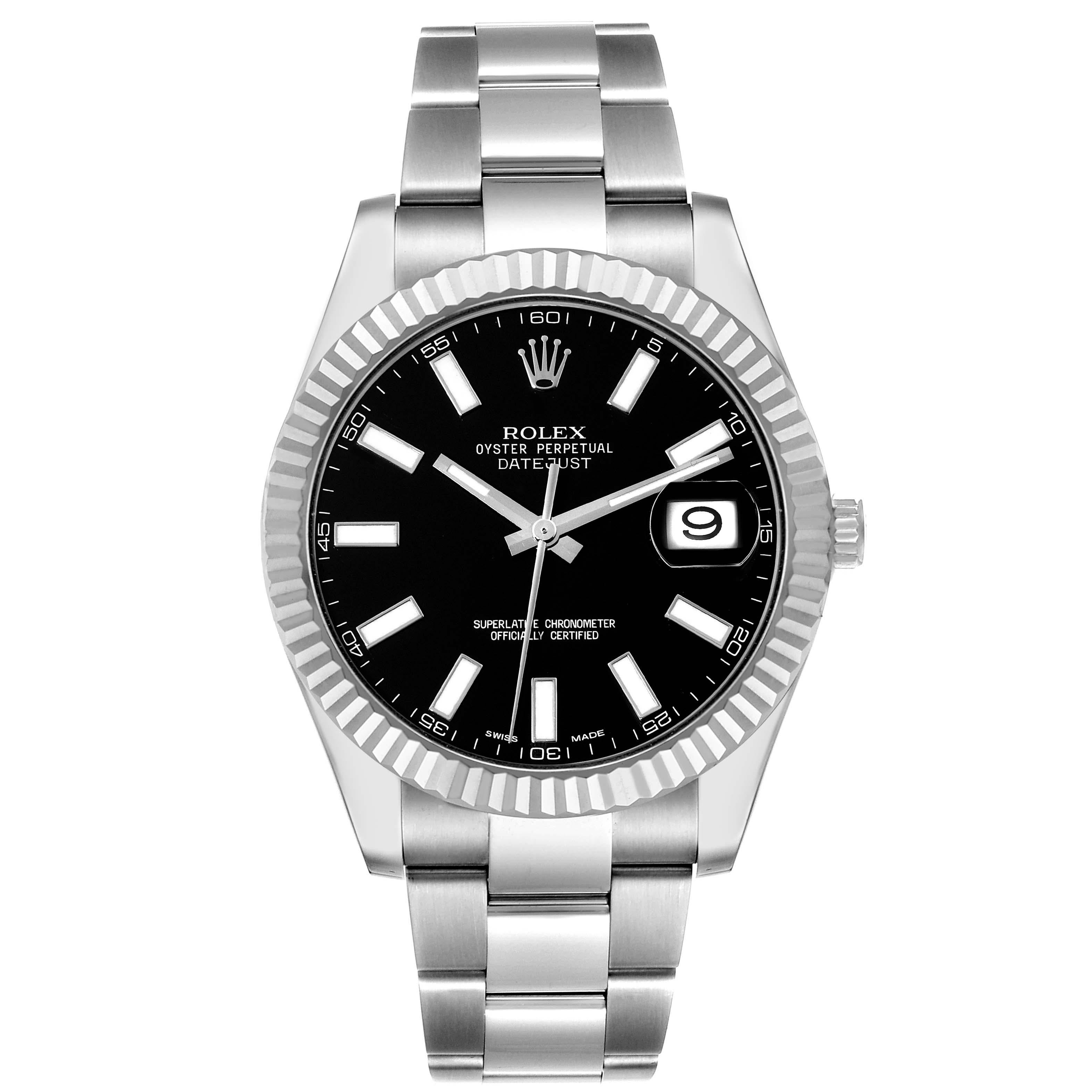 Rolex Datejust II 41mm Steel White Gold Black Dial Mens Watch 116334 For Sale 2