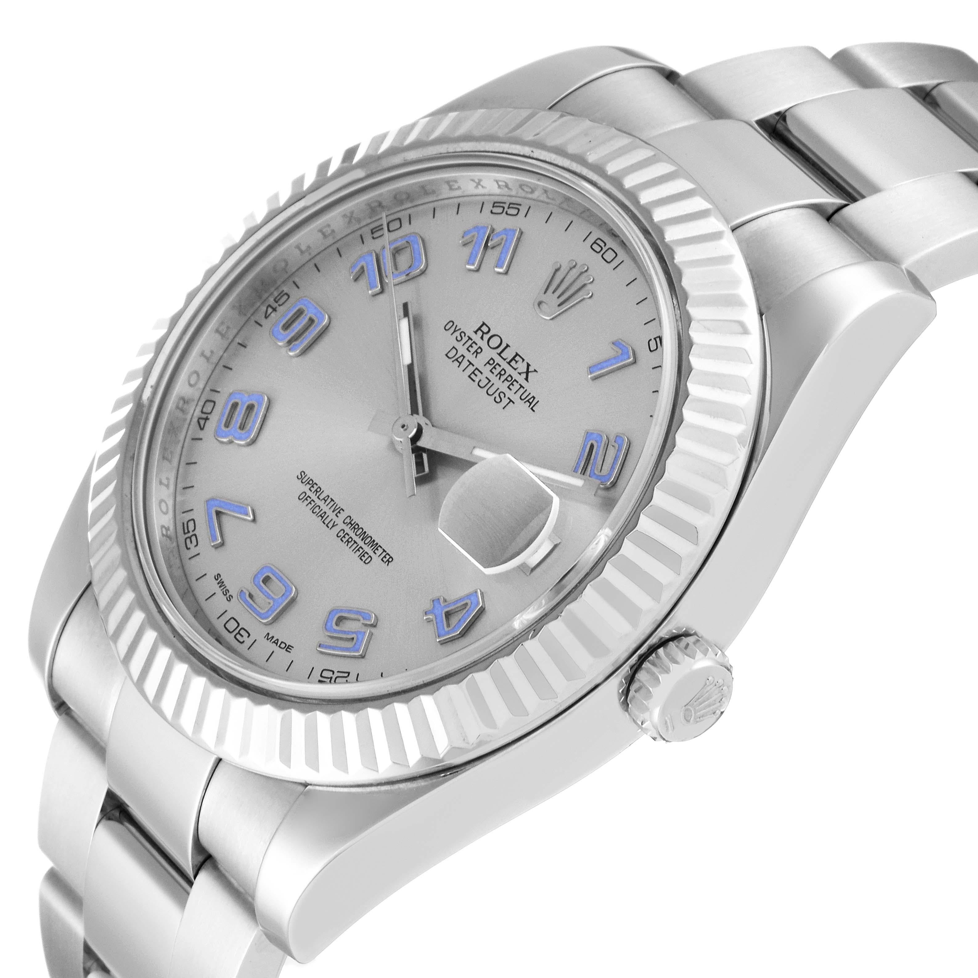 Men's Rolex Datejust II 41mm Steel White Gold Blue Numerals Mens Watch 116334