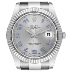 Rolex Datejust II 41mm Steel White Gold Blue Numerals Mens Watch 116334