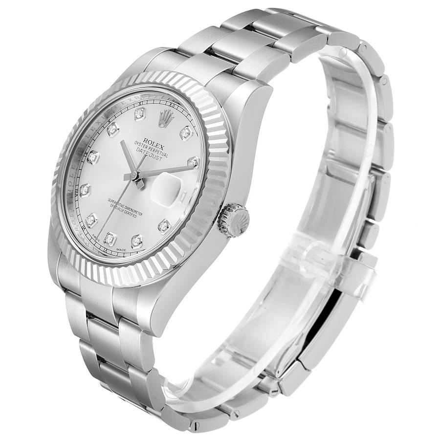 Rolex Datejust II Steel White Gold Diamond Men's Watch 116334 Box Card For Sale 1
