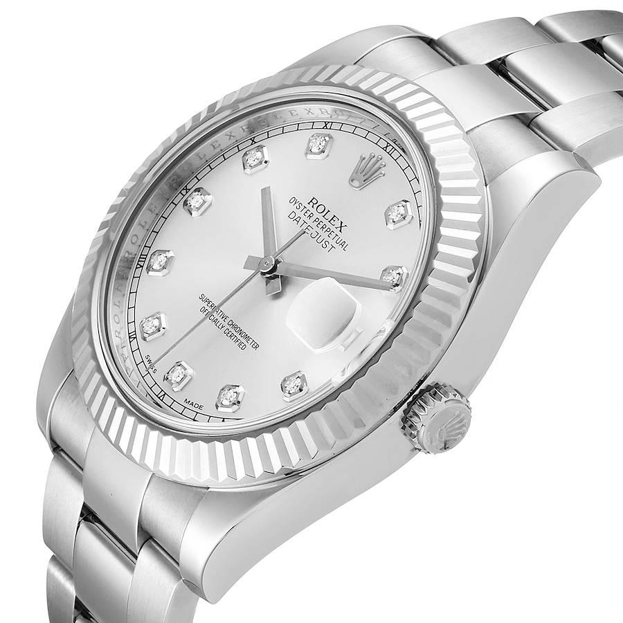 Rolex Datejust II Steel White Gold Diamond Men's Watch 116334 Box Card For Sale 2
