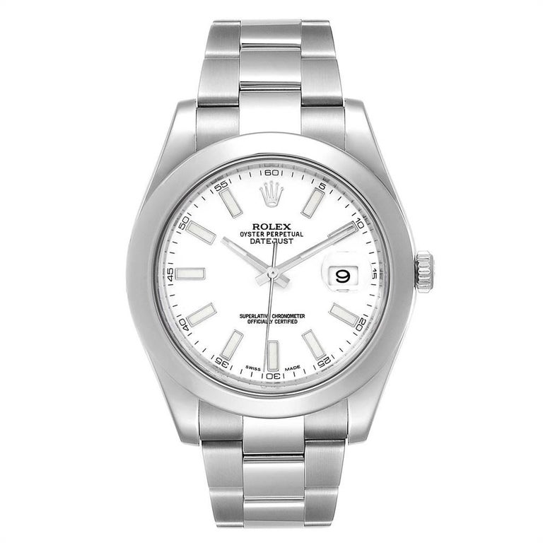 Rolex Datejust II White Dial Steel Men's Watch 116300 Box Card For Sale ...