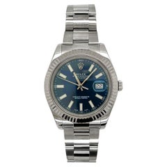 Rolex Datejust II White Gold & Steel Blue Dial Fluted Bezel REF 116334