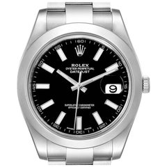 Rolex Datejust II Black Dial Oyster Bracelet Steel Men's Watch 116300 Box